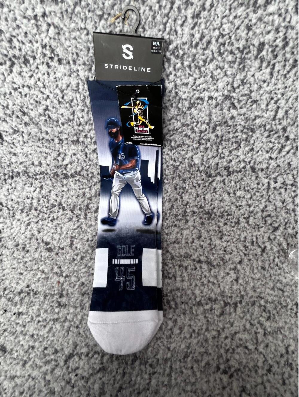 StrideLine Gerrit Cole #45 MLB Players Choice Crew Socks M/L Yankees NWT